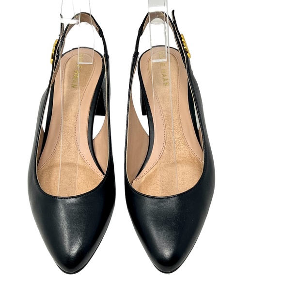 Cole Haan women's Go-To Slingback black leather point toe heels size 5 - Picture 3 of 12